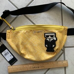 KARL LAGERFELD WOMEN’S AMOUR YELLOW NYLON BELT BAG FANNY PACK